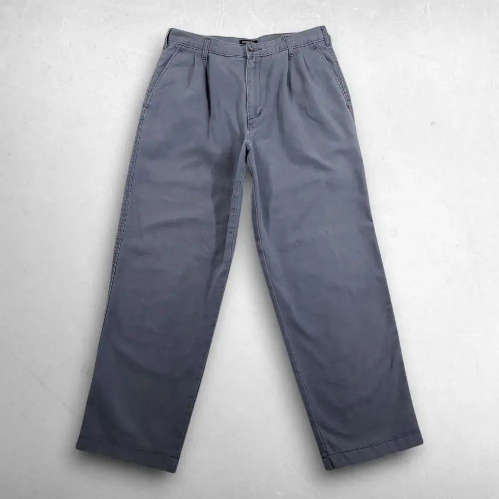 VTG Dockers Pleated Canvas Khakis Men 34x32 Gray Cotton 90s Dad Core‎ Gorpcore